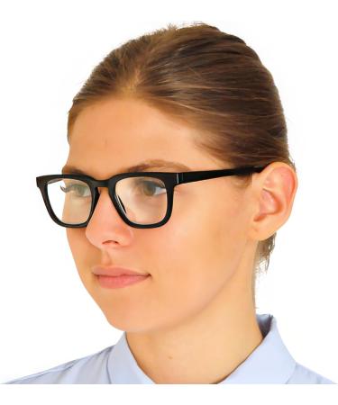 Shop Mini Anti Blue Light Glasses - Rectangular Thick Frame Free Case 1.5 Diopters for Men & Women - Durable Black Plastic - Buy Online on GoSupps.com