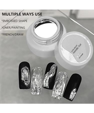 Metallic Painting Gel - Mirror Silver UV Painting Gel - 3D Metal Painting Gel Drawing Mirror Gel Nail Polish Glossy DIY Nail Art for Women Girls - Buy Online on GoSupps.com
