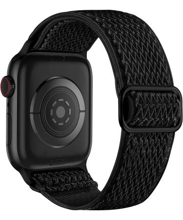 Lerobo Elastic Bands Compatible with Apple Watch 44mm 45mm 42mm 49mm 41mm 40mm 38mm for Women Men,Stretchy Solo Loop Soft Nylon Adjustable Solo Loop Sport Bands for iWatch SE Series 8 7 6 5 4 3 2 1 Black 42mm/44mm/45mm/49mm