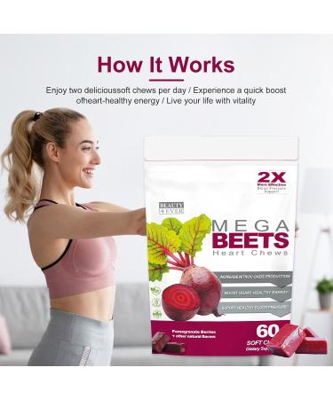 Beauty 4 Ever - Mega Beets Chews - Grape Seed Extract & Non-GMO Beet Energy Chews - Pomegranate Berry Flavor - 60 Count - Buy Online on GoSupps.com