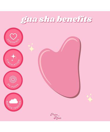 Prim+Rose Rose Quartz Gua Sha & Face Roller Set - Sculpt Massage Relieve Tension | Velvet Pouch & Sticker Sheet | International Shipping Available - Buy Online on GoSupps.com