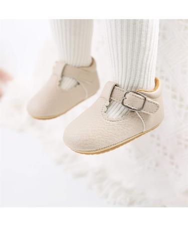 RVROVIC Baby Girl Princess Mary Jane Moccasins | Soft Sole Crib Shoes 12-18 Months | Toddler Dress Shoes (A1 Beige) - Buy Online on GoSupps.com