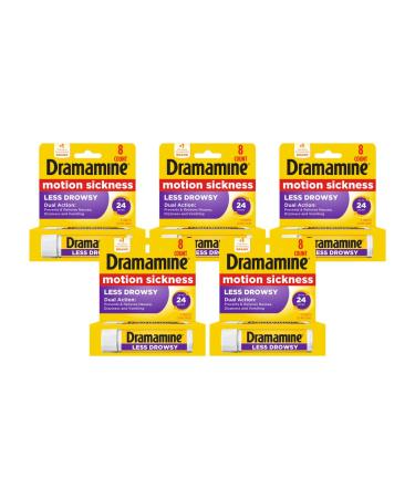 Dramamine All Day Less Drowsy Motion Sickness Relief 8 Tablets (Pack of 5)