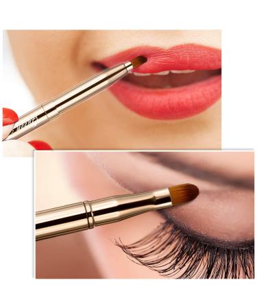 Double-Sided Retractable Gold Cosmetic Brushes - Revolving Eyebrow Eyelash & Lip Brush with Cap for Perfect Travel Makeup - Buy Online on GoSupps.com