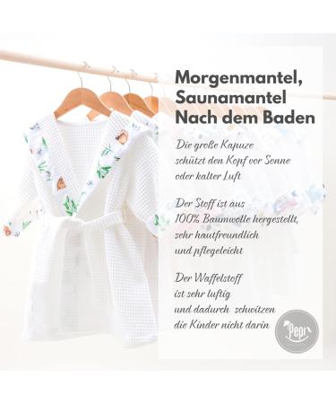 Pepi 100% Cotton Children's Bathrobe - Unisex Baby Bathrobe with Hood in Blue Bear Design - Made in Poland - Buy Online on GoSupps.com