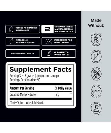 Buy NSF Certified Creatine Monohydrate Powder - Supports Muscle Recovery & Strength | 1 lb (90 Servings) - Fast International Shipping - Buy Online on GoSupps.com