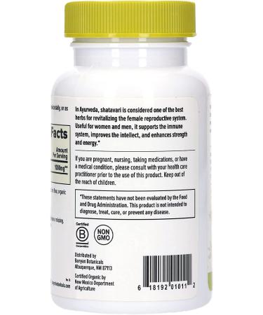 Organic Shatavari Root Extract Supplements - Calming & Cooling Formula for Rejuvenation and Vitality - 90 Tablets | Banyan Botanicals - Buy Online on GoSupps.com