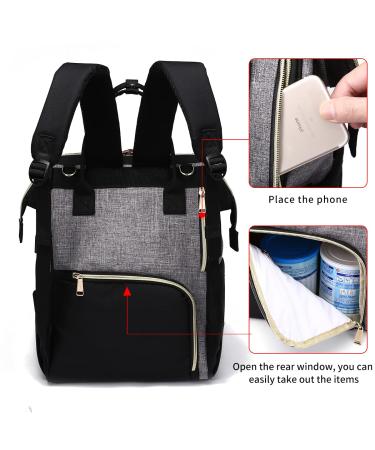 Waterproof Floral Diaper Bag Backpack for Moms and Dads - Black Grey - Buy Online on GoSupps.com