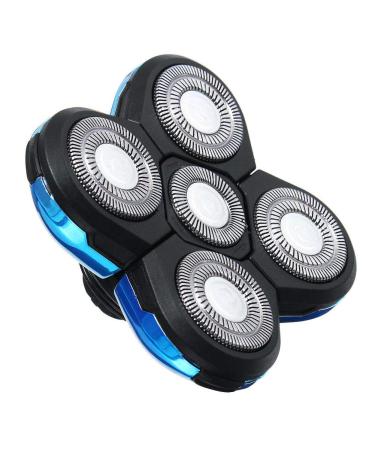 Shaver Blade Heads, 5 Heads Beard Cutter Replacement Blade Electric Razor Shaver Head for Head and Face Easy Installation Blue
