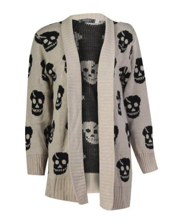 Fast Fashion Ladies Long Sleeves open Cardigan Skull Owl Front and above 20 Stone