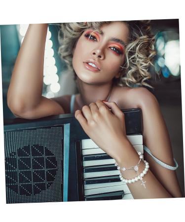 ABOOFAN 10pcs Gold Decor Wrist Bands Women Wrist Jewelry Beaded Bracelets Beaded Jewelry Bracelets for Women Cross Bracelets Cross Bracelet for Women Miss Charm Accessories Acrylic Silver 13X1.5cm - Buy Online on GoSupps.com