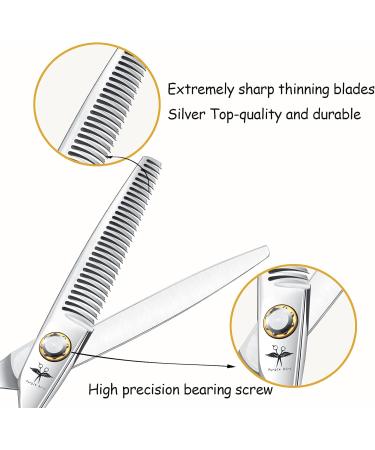 6 Inch Hair Thinning Scissors - Professional Barber Shears for Men, Women, and Kids - Texturizing & Blending Shears with Ball Bearing Tension System - Silver - Buy Online on GoSupps.com