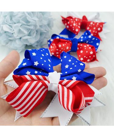 Patriotic 4th of July Bow Hair Clips - American Flag Barrette for Women and Girls - Independence Day Hair Accessories Set of 3 - Buy Online on GoSupps.com