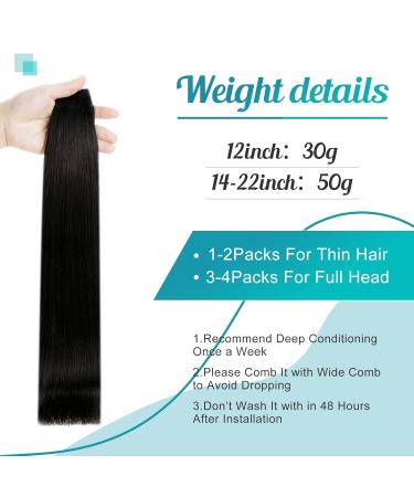 FSHINE Tape In Extensions - Black Remy Real Hair - 55cm 20 Pieces 50g - Invisible Tape #1B - Buy Online on GoSupps.com