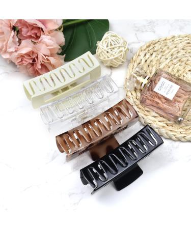 Kavya 4-Piece Large Non-Slip Hair Clips for Women | Angular Leopard Pattern Plastic Clips for Thick Long Hair | Multi-Colored Hair Accessories - Buy Online on GoSupps.com