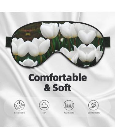 White Tulips Flower Eye Mask for Deep Sleep | Comfortable Soft Sleep Aid for Yoga Travel & Meditation - 1 Count - Buy Online on GoSupps.com