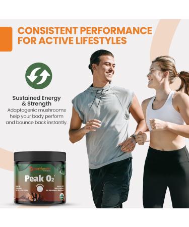 EarthNutri PeakO2 Workout Supplement - Mushroom Supplement for Pre Workout Endurance & Athletic Performance No Additives No Fillers Supports Stamina Strength & Recovery - 60 Servings - Buy Online on GoSupps.com