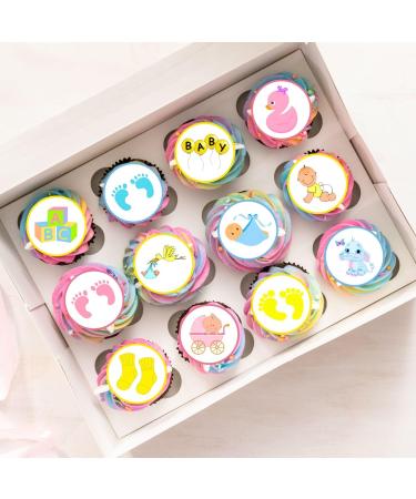 PRECUT Baby Shower Cupcake Toppers Gender Reveal Edible Mini Cake Decorations Edible Baby Shower Decorations Baby Boy Cupcake Toppers Baby Girl Cake Decoration Baby Shower Cake Toppers (24) - Buy Online on GoSupps.com