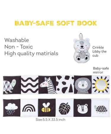 Taf Toys Newborn Soft Activity Book Black & White High Contrast Baby Book Infant Sensory Toys Tummy Time Soft Cloth Books for Babies Textured Fabric Crinkling Shapes Patterns 0-12 Months Newborn Toys - Buy Online on GoSupps.com