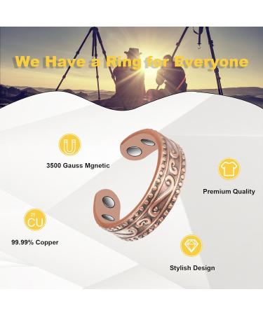 Buy 99% Pure Copper Adjustable Magnetic Rings for Women - Retro Copper Jewelry Gift - Buy Online on GoSupps.com