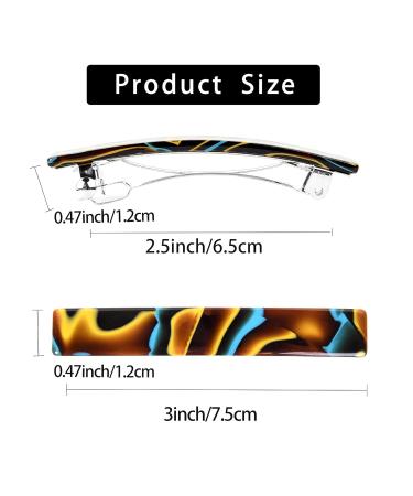 3-Piece Automatic Hair Clips for Women - Small French Shield Clips in Marble Periwinkle Turquoise & Amethyst - Ideal for Thin & Medium Hair - Buy Online on GoSupps.com