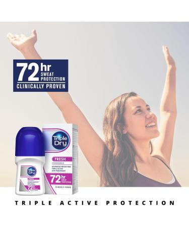 Triple Dry Women Fresh Fragrance Roll On 50ml | 72-Hour Protection | Triple Active Formula | Clinically Proven | Fight Odor | Excessive Sweat Control | Female - Buy Online on GoSupps.com