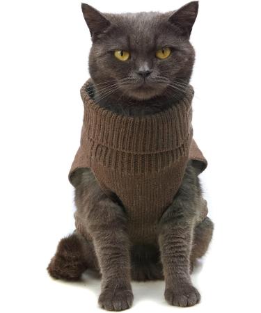Jnancun Cat Sweater Turtleneck Knitted Sleeveless Outfit for Cats/Dogs in Cold Season - Large Brown - Buy Online on GoSupps.com