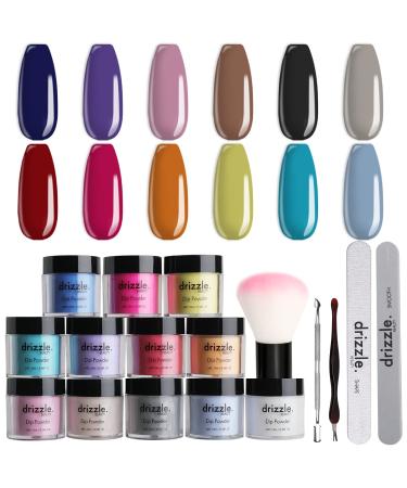 Drizzle Beauty Nail Dip Powder Set  Dipping Powder Starter Kit with 12 Fall Winter Colors Gift for Women. Party in Rio