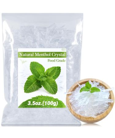 3.5oz Menthol Crystal Bulk - Food Grade Menthol Crystals Organic Mentol Cristal for Shower Steamer Aromatherapy Vapo Tablet Making Colds Restore Congestion Relief Peppermint Essential Oil Making