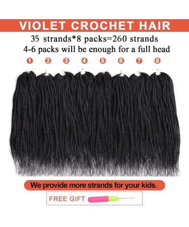 VIOLET 18 Inch Senegalese Twist Crochet Hair Pre Looped 8 Packs | 35 Strands A Pack | Crochet Braids for Black Women | Crochet Twist Hairstyles (1B) - Buy Online on GoSupps.com
