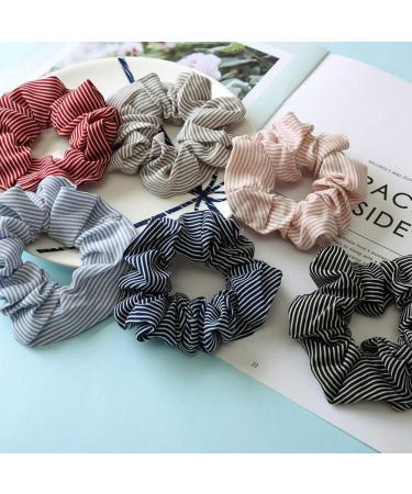 Beaupretty 6PCS Stripe Hair Scrunchies - Stylish Hairbands & Ponytail Holders for Girls | Trendy Hair Accessories - Buy Online on GoSupps.com