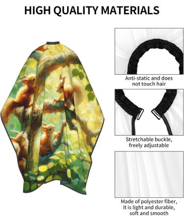 Augenstern 55x66 Inch Adult Barber Cape - Squirrel on Tree Oil Painting Haircut Cape with Snap Closure - International Shipping Available - Buy Online on GoSupps.com