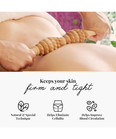 Tuuli Accessories Anti-Cellulite Massage Roller - Wooden Maderotherapy Massager with Handle | 40 cm - Improve Skin Texture & Reduce Cellulite - Buy Online on GoSupps.com