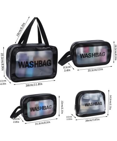 4 Pcs Clear Waterproof Toiletry Bags for Women and Girls - Black - Buy Online on GoSupps.com