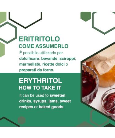 ERBOTECH Erythritol BIO in powder form bag of 800 g organic sugar substitute without calories suitable for diabetics vegans without preservatives and colorants - Buy Online on GoSupps.com