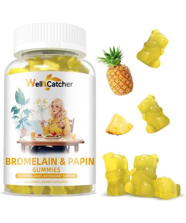 Bromelain Papain Enzyme Gummies Supplement: Bromelain 500MG with Querectin Gummies for Adults Kids Organic Bromelain Papaya Enzymes Chewable for Digestive Support Immunity Antioxidant Vegan 60CT - Buy Online on GoSupps.com