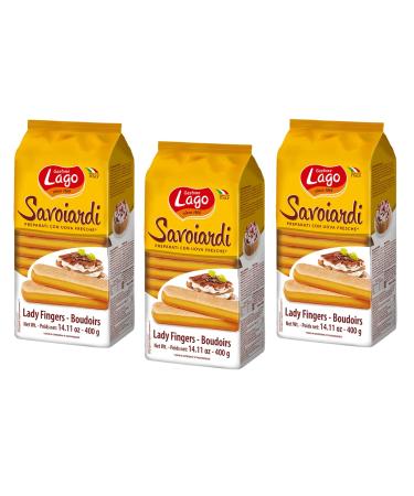 Italian Gourmet E.R. Gastone Lago Savoiardi Pack of 3 traditional Sardinian biscuits lightly sweetened on the surface with a light lemon aroma 400g