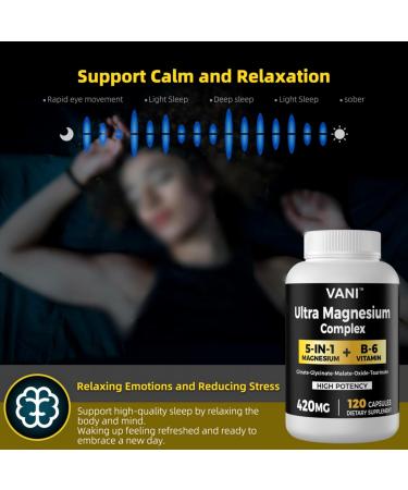 5 in 1 Magnesium & Vitamin B1 & B6(4 Month Supply,Bioavailable 7 Form Supplement Support Heart, Muscles and Bone* - Gluten-Free - 120 Capsules - Buy Online on GoSupps.com