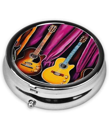 Buy Guitar Collection Mini Round Pill Box - 3 Compartment Travel Organizer for Home & Office - Portable Medicine Case - Buy Online on GoSupps.com