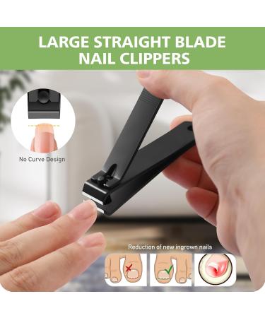 Heavy Duty Straight Blade Nail Clippers for Thick Toenails Professional Stainless Steel Fingernail Toenail Clippers Trimmers - Thick Wide Jaw Toe nail Clippings for Seniors Men & Women (Black) - Buy Online on GoSupps.com