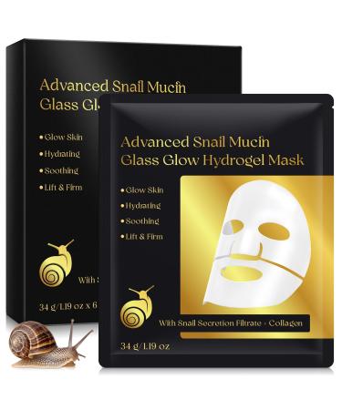 QUANHAO Advanced Snail Mucin Glass Glow Hydrogel Detergent 6 Pcs Bio Collagen Real Deep Cleanser Collagen Bio Korean Cleanser Deep Moisturizing Smooth Fine Lines
