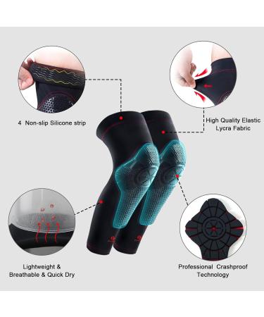 Kuangmi Knee Pads Compression Leg Sleeves - Basketball Volleyball & Weightlifting - Large Size - Black (Pair - Buy Online on GoSupps.com