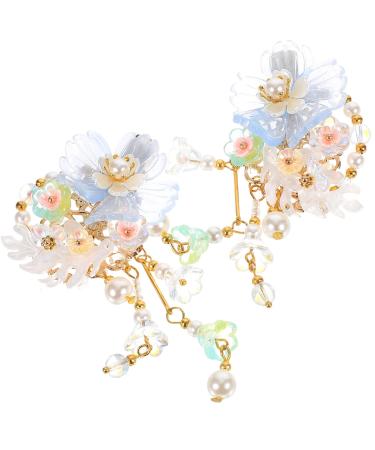 Beavorty 1 Pair Chinese Barrettes Ancient Style Hair Clips Tassel Hairpins Hanfu Hair Accessories Blue