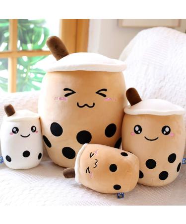 Kekeso Boba Plush Pillow Stuffed Toy | Soft Bubble Pearl Milk Tea Hugging Cushion | Brown Big Eyes | 35cm/13.77inch Gift Toy - Buy Online on GoSupps.com