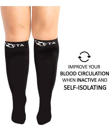 Zeta Socks XXXL Wide Calf Compression - Soothing Gradient Support for Swelling, Pain, Edema & DVT - Large Cuffs, Unisex - Ideal for Flights - Black XXXL - Buy Online on GoSupps.com