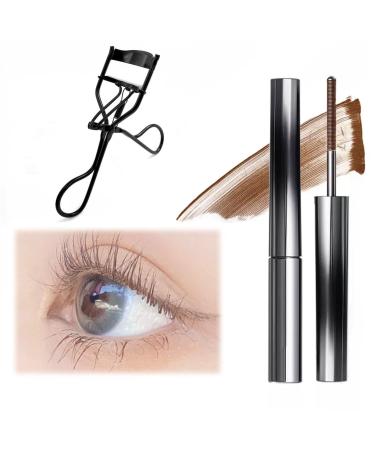 Amewix Mascara Judy Doll Mascara Judy Doll Iron Wand Mascara 3D Curling Eyelash Iron Mascara with Eyelash Curler High Elastic Brush Long-Lasting Nourishing Formula (Brown)