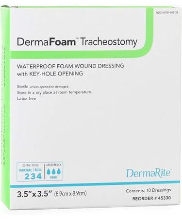DermaRite Tracheostomy Waterproof Foam Wound Dressing with Key-Hole Opening
