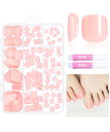 120 Pieces False Toenail Tips Set 12 Sizes Full Cover Fake Toenails Acrylic Artificial Stick on Toenails for Women Girls Nail Art DIY and Salon Foot Manicure