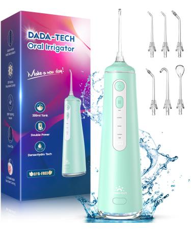 Water Flosser for Teeth Cordless Oral Irrigator Portable Dental Cleaner Picks with 8 DIY Modes 7 Jets 300ml Tank Braces Flossers Rechargeable (Green)