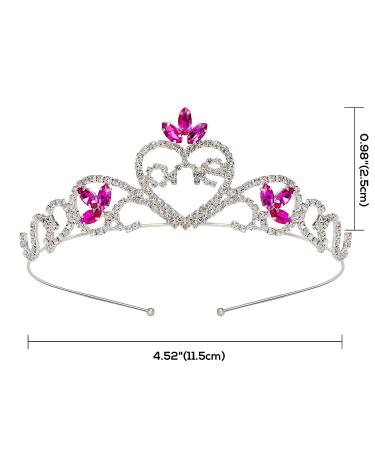 SWEETV Baby Girls 1st Birthday Crown - Pink Rhinestone Princess Tiara Headband - Buy Online on GoSupps.com